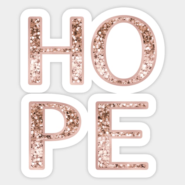 Sparkling rose gold glitter HOPE Sticker by RoseAesthetic